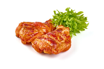 Roasted Buffalo chicken, barbecue dishes, isolated on white background.