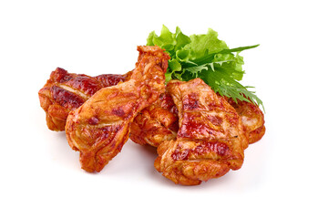 Buffalo BBQ Chicken Legs, isolated on white background.
