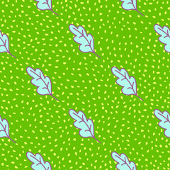 Simple outline oak seamless pattern. Foliage backdrop. Nature wallpaper.