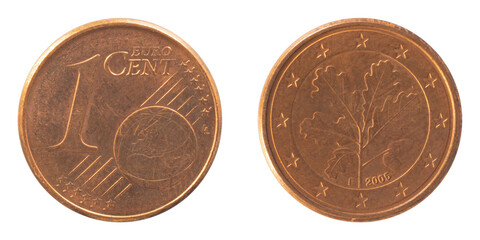 European Union 1 one cent copper aluminum alloy coin made in Karlsruhe Germany image Brandenburg...