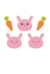 年賀状テンプレート　卯年2023　うさぎとニンジン　賀詞なし