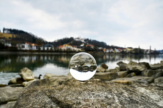 passau donau river view from the pier crystal ball 