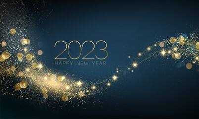 2023 New Year Abstract shiny color gold wave design element - 516629274