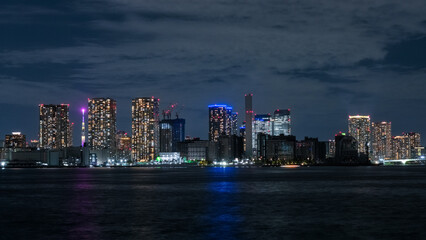 東京都 芝浦ふ頭公園から見える晴海、豊海のビル群 夜景