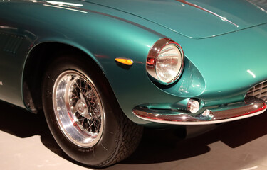 Obraz na płótnie Canvas Vintage car close up photo. Beautiful details of retro motor car. 