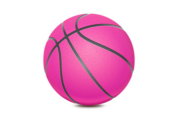 Basketball isolated on white background. Pink ball, sport object concept. New rose basketball with black lines. 3D rendering model.
