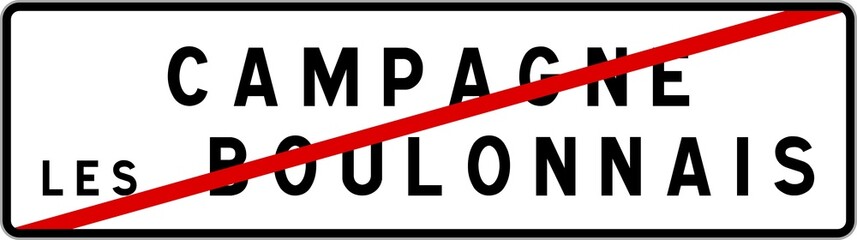 Panneau sortie ville agglomération Campagne-lès-Boulonnais / Town exit sign Campagne-lès-Boulonnais