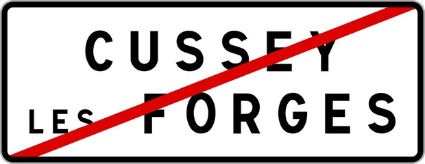 Panneau sortie ville agglomération Cussey-les-Forges / Town exit sign Cussey-les-Forges