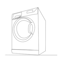 one continuous line drawing washing machine vector