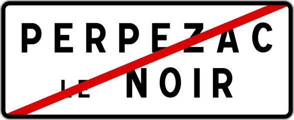 Panneau sortie ville agglomération Perpezac-le-Noir / Town exit sign Perpezac-le-Noir