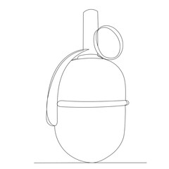 one continuous line drawing of a combat grenade vector