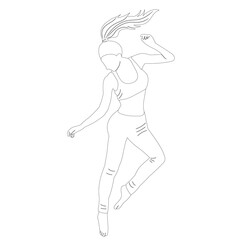 woman jumping sketch on white background isolated