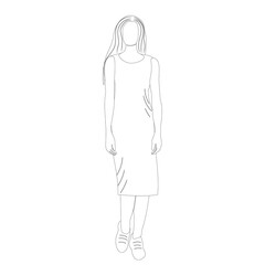 woman, girl sketch on white background isolated, vector