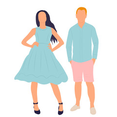 man and woman in flat style, isolated