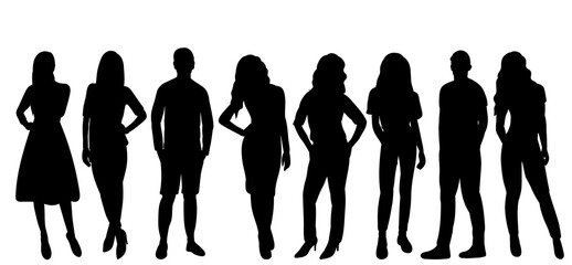 men and women, people silhouette isolated