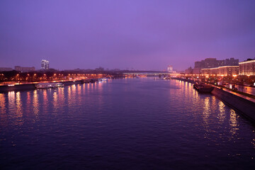 Night view of Moscow river
