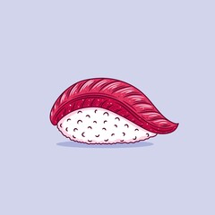Hamachi sushi. Japanese traditional food icon. Isolated vector illustration.