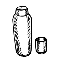 Metal thermos and mug vector illustration on white background