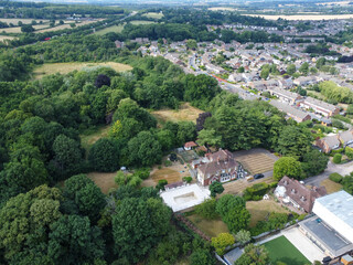 Fototapeta na wymiar Aerial view of country houses in Hoddesdon town