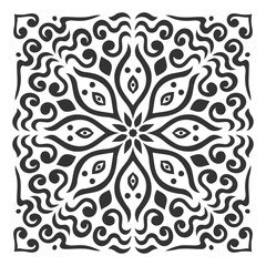 Ornament of silhouette vegetation. Decorative element. Print for the cover of the book, postcards, t-shirts, tiles. Illustration for rugs.