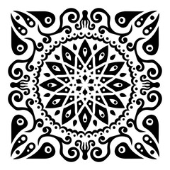 Ornament of silhouette vegetation. Decorative element. Print for the cover of the book, postcards, t-shirts, tiles. Illustration for rugs.