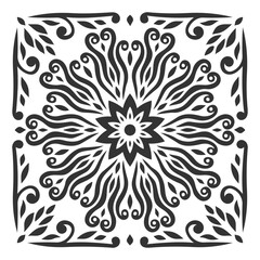 Ornament of silhouette vegetation. Decorative element. Print for the cover of the book, postcards, t-shirts, tiles. Illustration for rugs.