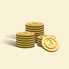 coins 3d icon. coin 3d illustration.