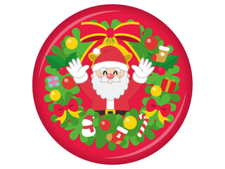 クリスマスリースとサンタクロース