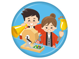 ガラポン抽選会のイベントスタッフ