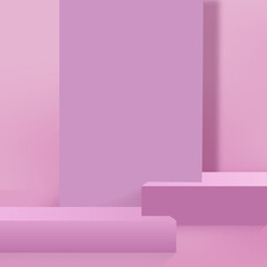 3d pink podium and minimal pink wall scene. 3d podium minimal abstract background. Vector