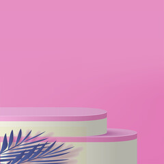 3d pink podium and minimal pink wall scene. 3d podium minimal abstract background. Vector