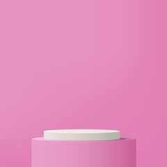 3d pink podium and minimal pink wall scene. 3d podium minimal abstract background. Vector