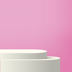 3d pink podium and minimal pink wall scene. 3d podium minimal abstract background. Vector