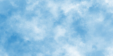 Bright and shinny cloudy sky blue watercolor background, Grunge style blue background with white clouds for any wallpaper and decoration and design.