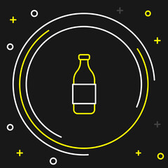 Line Bottle of wine icon isolated on black background. Colorful outline concept. Vector