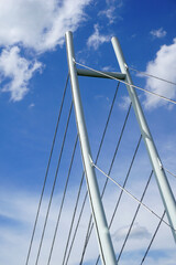 Modern cable-stayed bridge, sky with clouds