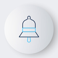 Line Train station bell icon isolated on white background. Colorful outline concept. Vector