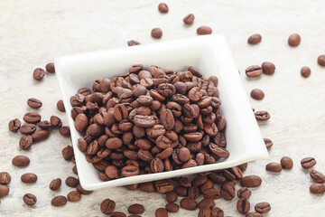 Roasted coffee bean in the bowl