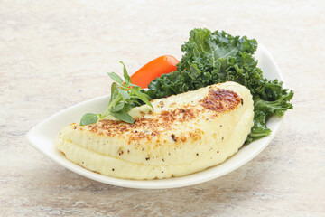 Roasted traditional cheese haloumi