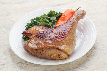 Roasted duck leg with orange sauce