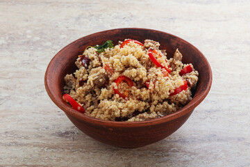 Arabic cous cous with meat and tomato