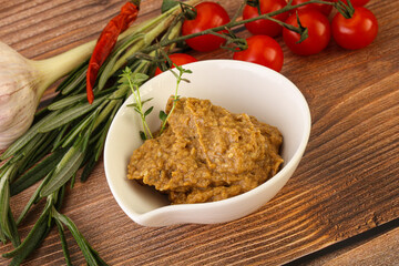 Jewish eggplant dip with oil
