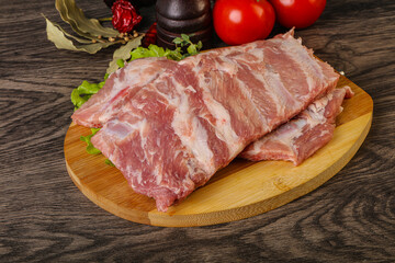 Raw pork ribs for cooking
