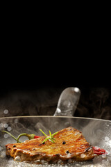 Fresh food and black background 