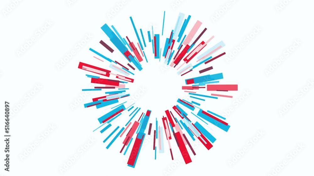 Poster background with animation. motion.small rectangular multicolored lines that make up a proportional c
