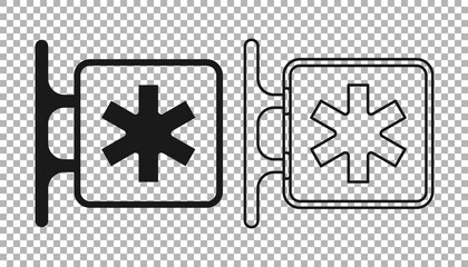 Obraz premium Black Medical symbol of the Emergency - Star of Life icon isolated on transparent background. Vector