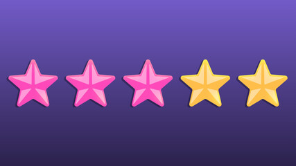 Five stars rating. pink and yellow rank stars