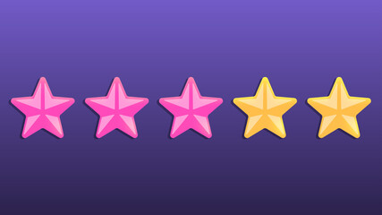 Fototapeta premium Five stars rating. pink and yellow rank stars