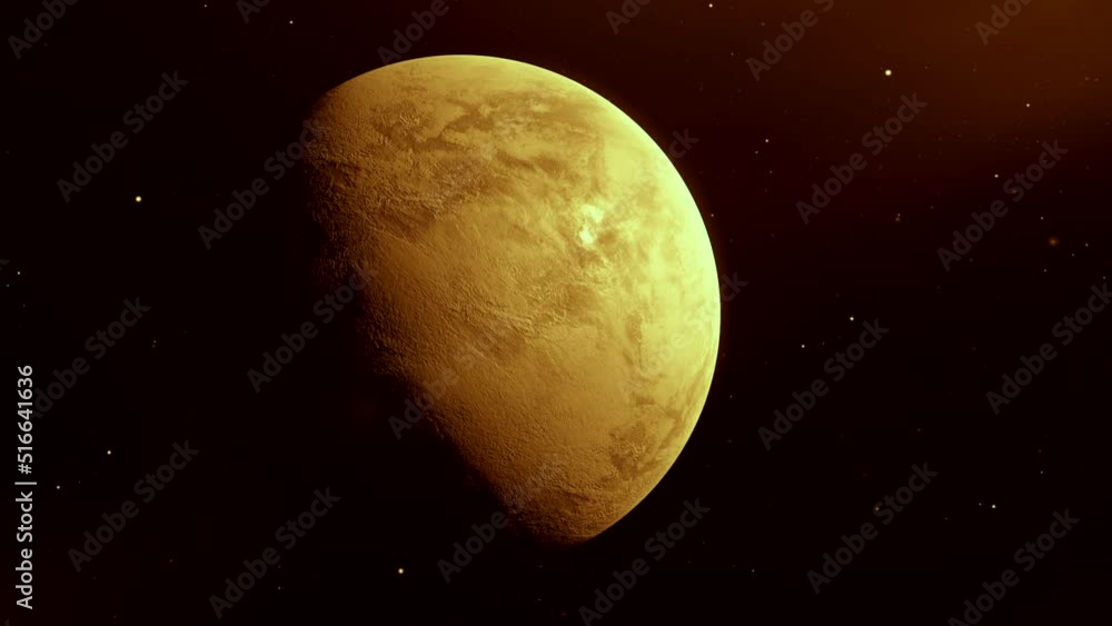 Poster unexplored 3d planet in space. motion. planet rotates in space. unknown dangerous or empty planet in