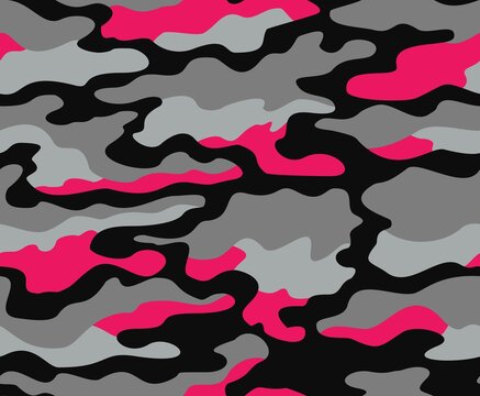 
Urban pattern camouflage vector black pattern with pink spots seamless texture for textile
